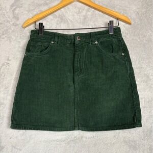 Topshop Green Corduroy A-Line Mini‎ Skirt 6 Holiday Party Christmas Casual Y2K